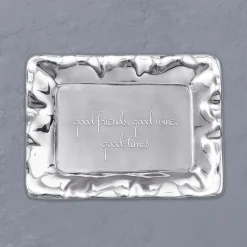 Outlet GIFTABLES Vento Rectangular Engraved Tray "good friends, good wine, go Trays|Gifts For The Graduate