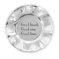 Clearance GIFTABLES Vento Wine Plate "Good friends, Good wine, Good times" Wine Coasters|Gifts For The Graduate