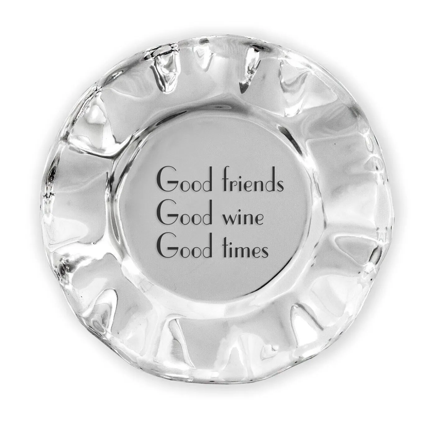 Clearance GIFTABLES Vento Wine Plate "Good friends, Good wine, Good times" Wine Coasters|Gifts For The Graduate
