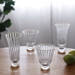 Sale GLASS Audrey Stemless All Purpose Glass with Gold Rim Set of 4 (Clear Drinkware|Glassware