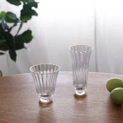 Sale GLASS Audrey Stemless All Purpose Glass with Gold Rim Set of 4 (Clear Drinkware|Glassware