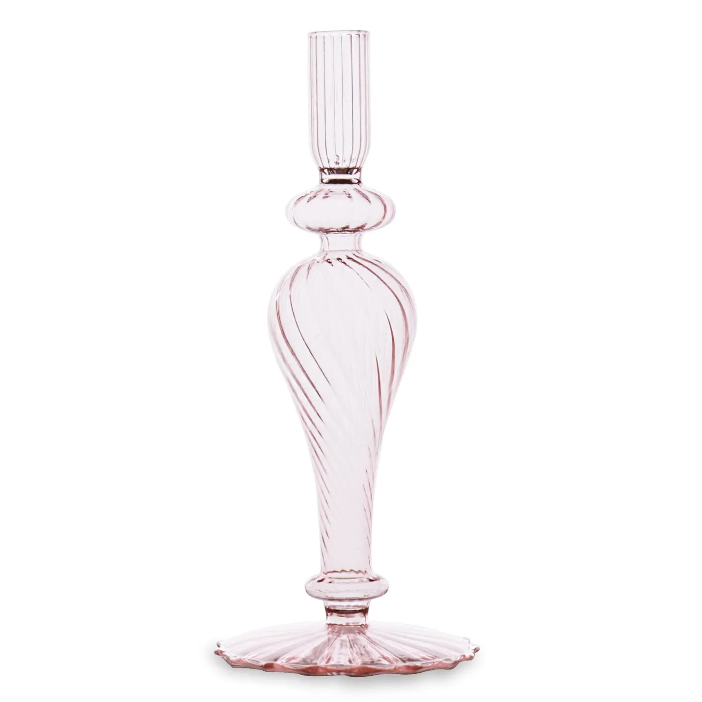 New GLASS Cambridge Ava 10" Candlestick Holder Set of 2 (Light Pink) GLASS Cambridge|Candlestick Holders