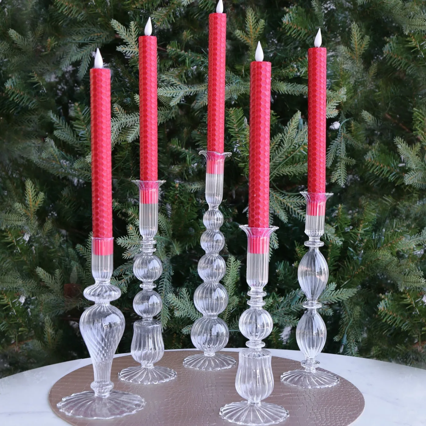 Hot GLASS Cambridge Daphne 8.5" Candlestick Holder Set of 2 (Clear) GLASS Cambridge|Candlestick Holders