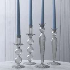 Sale GLASS Cambridge Lucille 2 Ball Candlestick Holder Set of 2 (Light Gray GLASS Cambridge|View All Glass