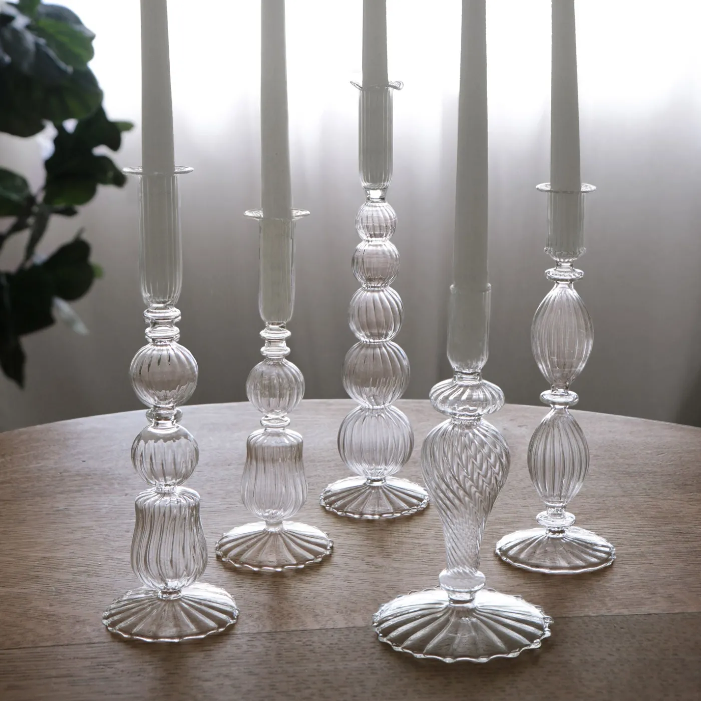 Clearance GLASS Cambridge Olivia 12" Candlestick Holder Set of 2 (Clear) GLASS Cambridge|Candlestick Holders