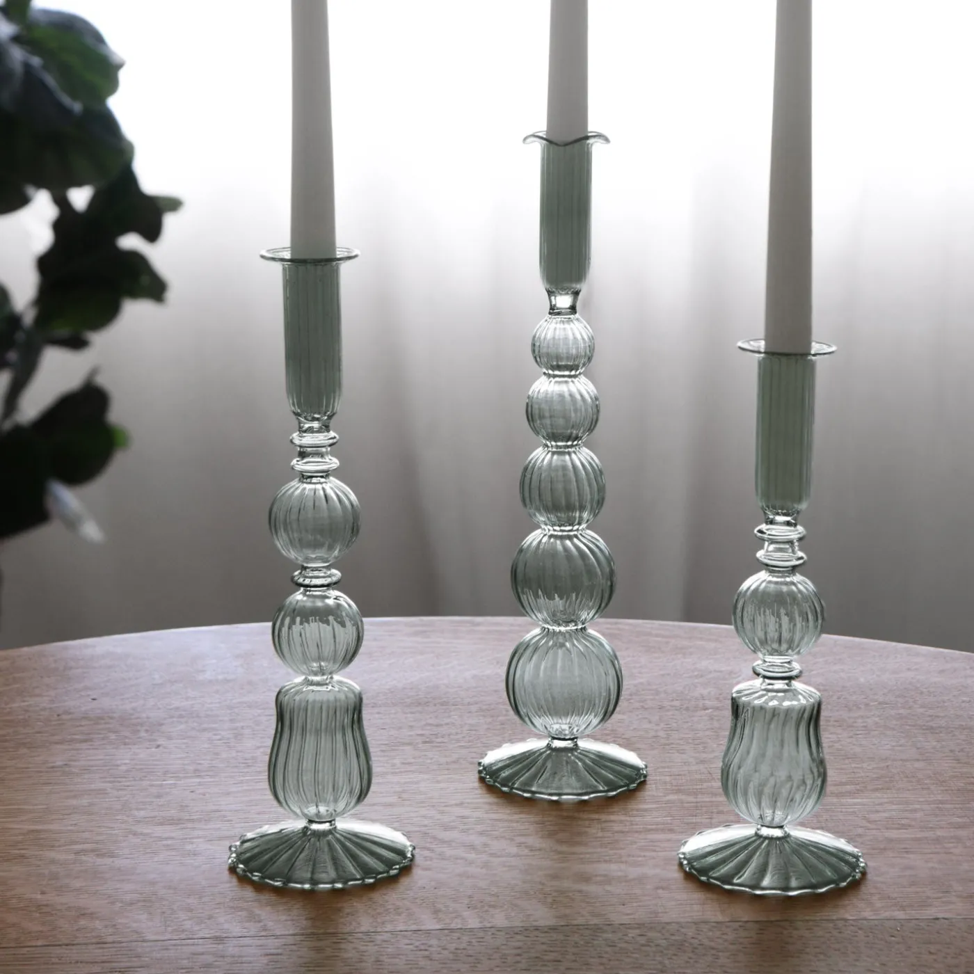 Outlet GLASS Cambridge Olivia 12" Candlestick Holder Set of 2 (Light Green) GLASS Cambridge|Candlestick Holders