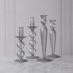 Outlet GLASS Cambridge Vienna Small Candlestick Holder Set of 2 (Light Gray) GLASS Cambridge|View All Glass