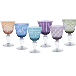 GLASS Carved Wine Set of 6 (Multi) View All Glass|Glass