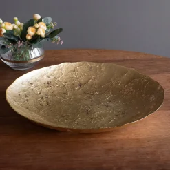 Clearance GLASS Cracked Extra Large Foil Leafing Centerpiece (Gold) View All Glass|Glass