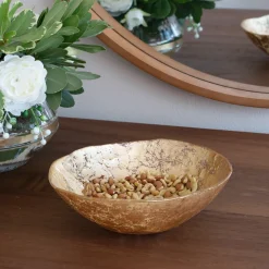 Online GLASS Cracked Small Foil Leafing Bowl (Gold) View All Glass|Glass