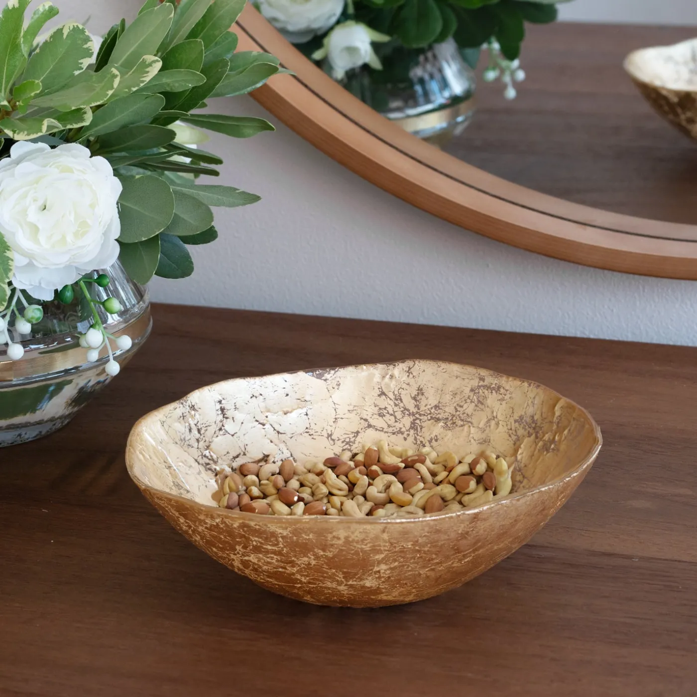 Online GLASS Cracked Small Foil Leafing Bowl (Gold) View All Glass|Glass