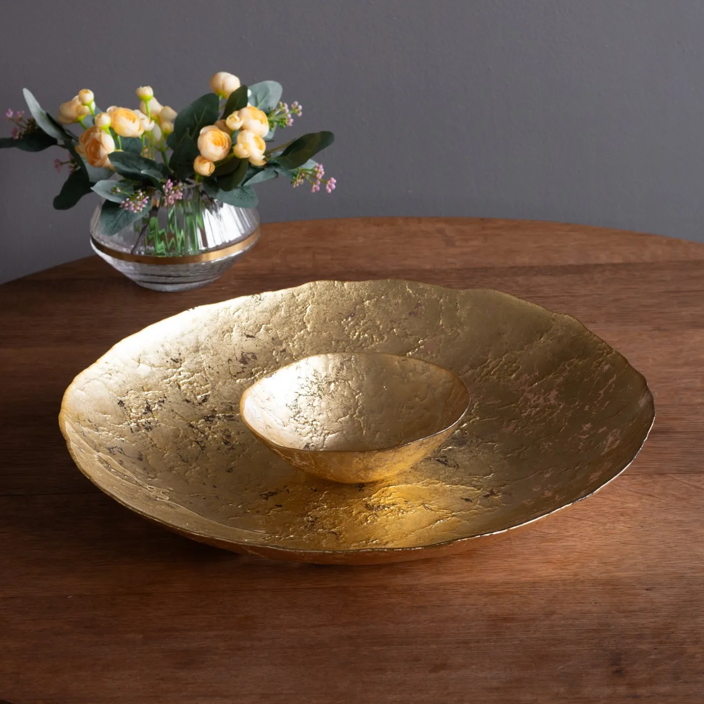 Online GLASS Cracked Small Foil Leafing Bowl (Gold) View All Glass|Glass