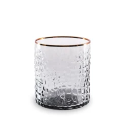 New GLASS Croc Double Old-Fashioned with Gold Rim Set of 4 (Smoke Grey) PIELES Croc|GLASS Croc Glass
