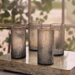 Online GLASS Croc Highball with Gold Rim Set of 4 (Smoke Grey) PIELES Croc|GLASS Croc Glass