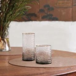 Online GLASS Croc Highball with Gold Rim Set of 4 (Smoke Grey) PIELES Croc|GLASS Croc Glass