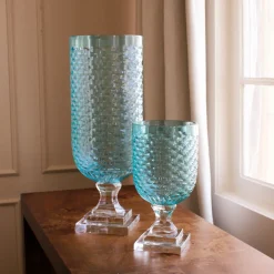 Online GLASS Eclat Small Hurricane Pale Blue & Clear Hurricanes|View All Glass