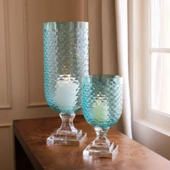 Online GLASS Eclat Small Hurricane Pale Blue & Clear Hurricanes|View All Glass