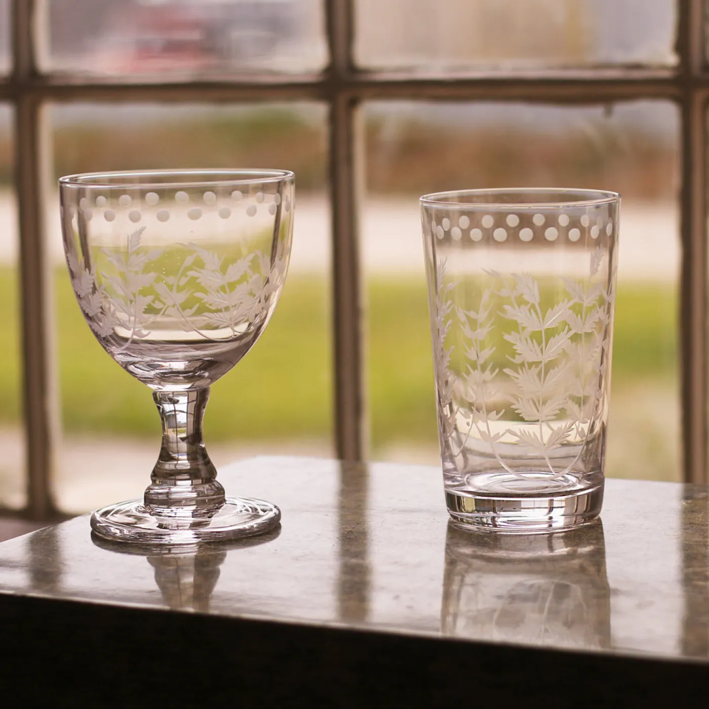 GLASS Fern with Dots All Purpose Set of 4 (Clear) View All Glass|Glass