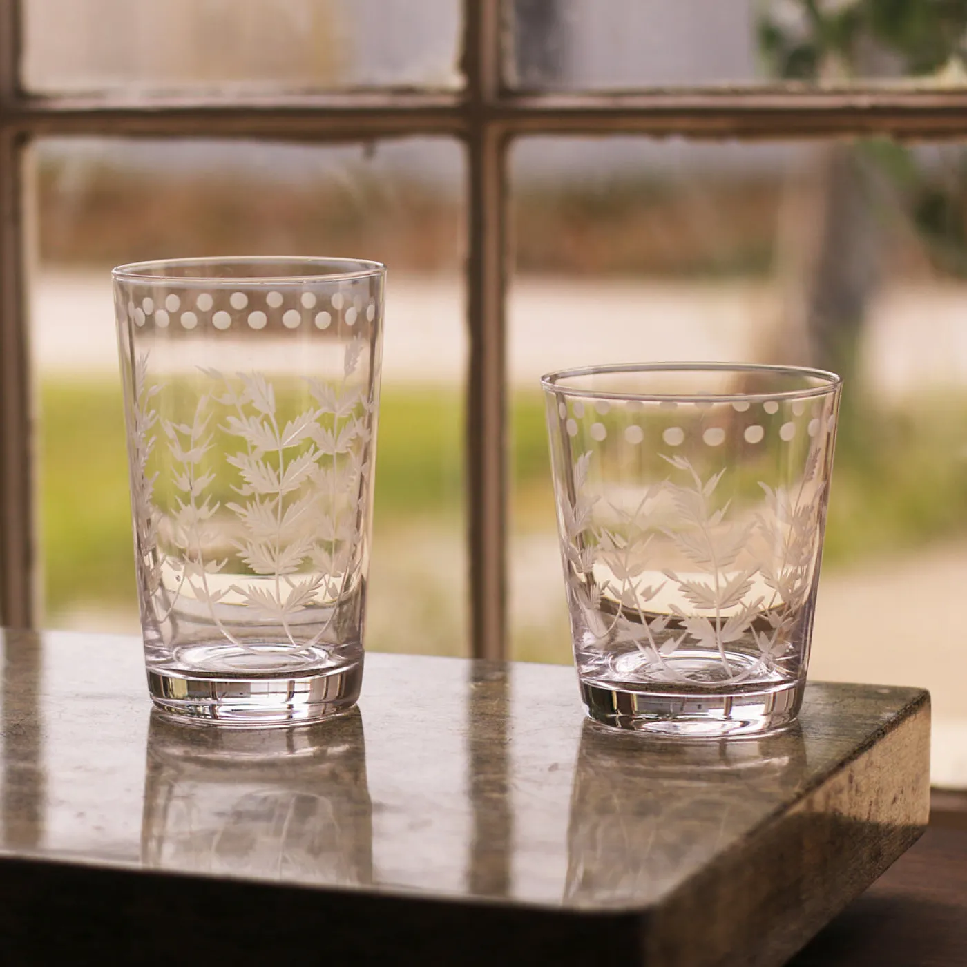 Best GLASS Fern with Dots Double Old Fashioned Set of 4 (Clear) View All Glass|Glass