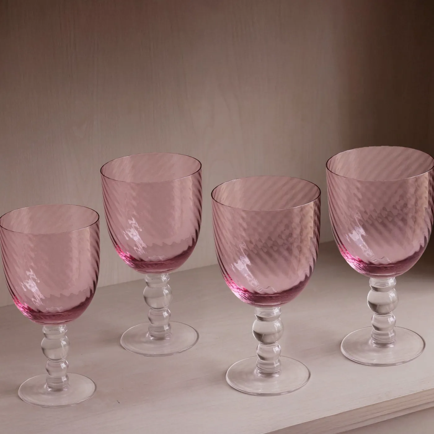 Hot GLASS French Swirl All Purpose Set of 4 (Pink) Drinkware|Glassware