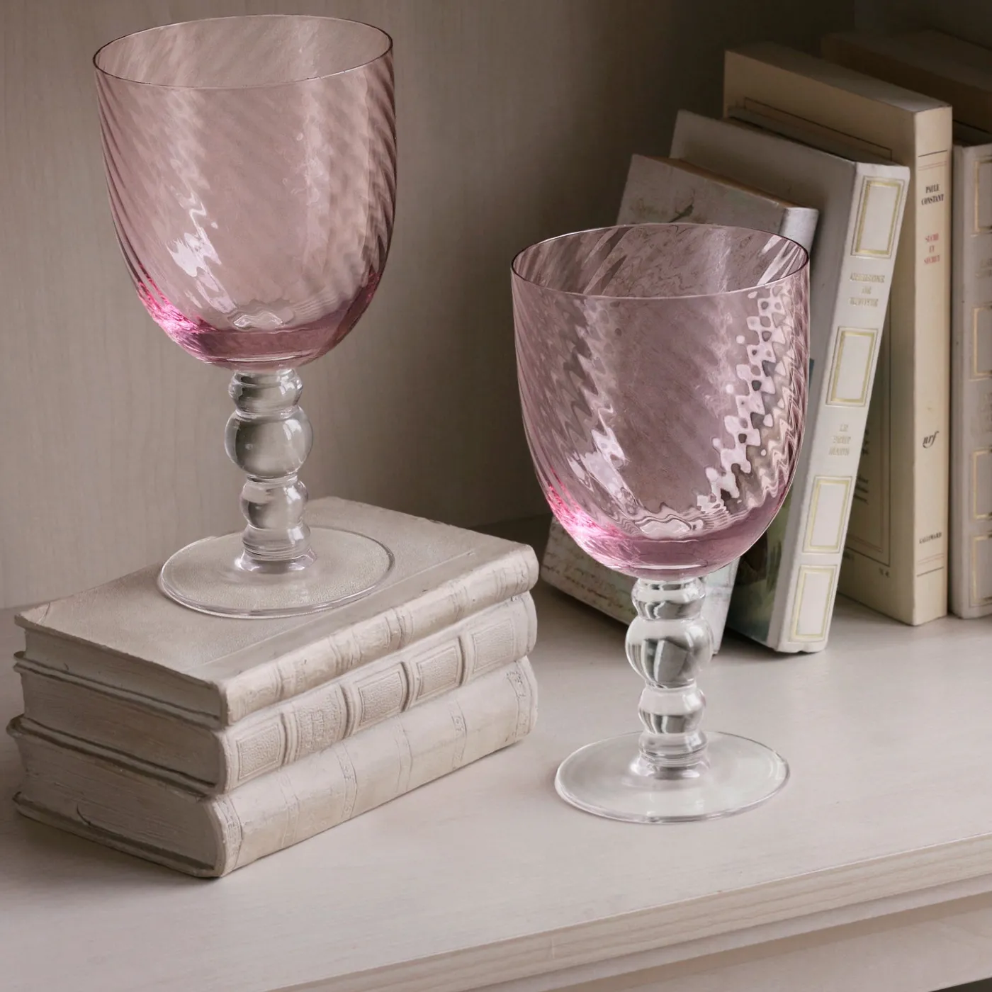Hot GLASS French Swirl All Purpose Set of 4 (Pink) Drinkware|Glassware