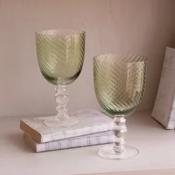 Clearance GLASS French Swirl All Purpose Set of 4 (Green) Glassware|View All Glass