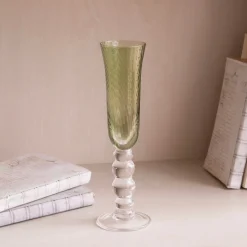 Outlet GLASS French Swirl Champagne Flute Set of 4 (Green) Drinkware|Glassware