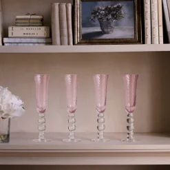 Discount GLASS French Swirl Champagne Flute Set of 4 (Pink) Drinkware|Glassware