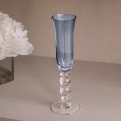 GLASS French Swirl Champagne Flute Set of 4 (Blue) Drinkware|Glassware