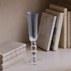 GLASS French Swirl Champagne Flute Set of 4 (Blue) Drinkware|Glassware