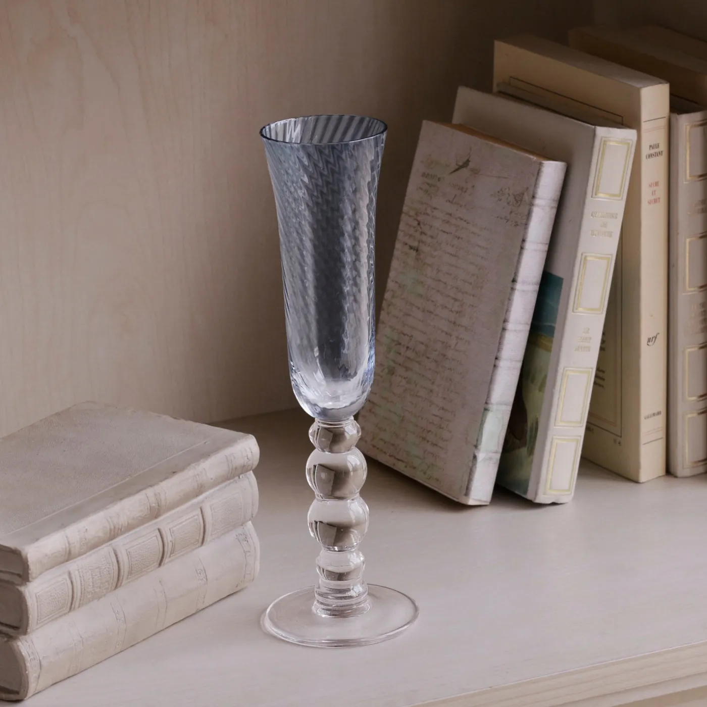 GLASS French Swirl Champagne Flute Set of 4 (Blue) Drinkware|Glassware