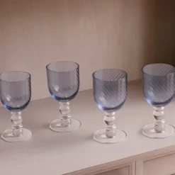Online GLASS French Swirl Wine Set of 4 (Blue) Drinkware|Glassware