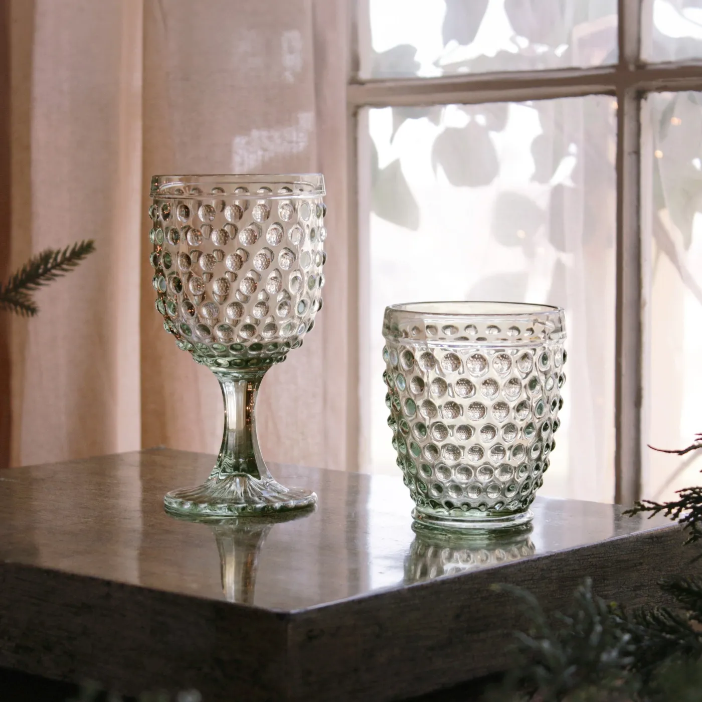 Outlet GLASS Hobnail Double Old Fashioned Set of 4 (Moss Green) View All Glass|Glass