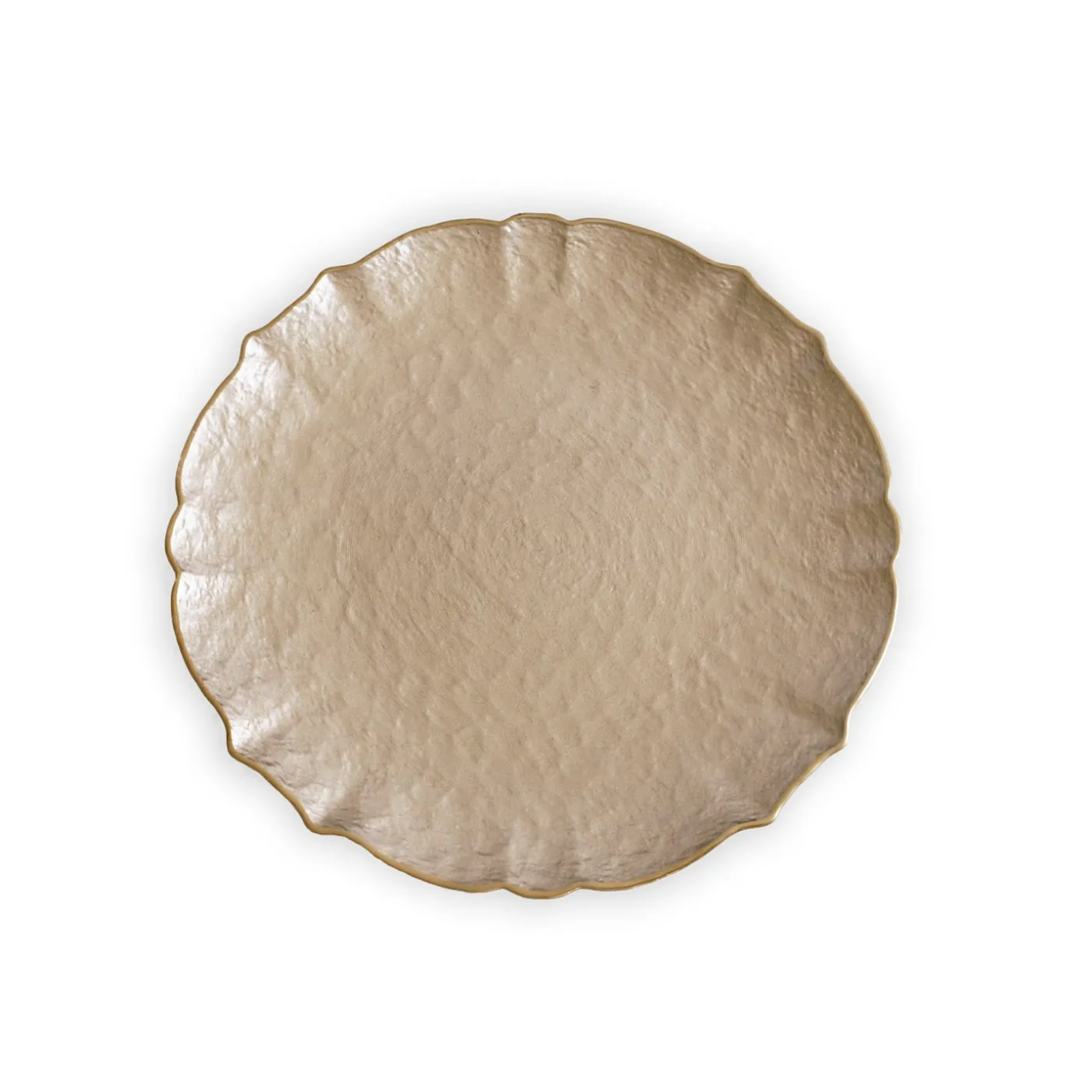 Discount GLASS Large Round Platter or Charger (Taupe and Gold) View All Glass|Glass