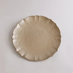 Discount GLASS Large Round Platter or Charger (Taupe and Gold) View All Glass|Glass