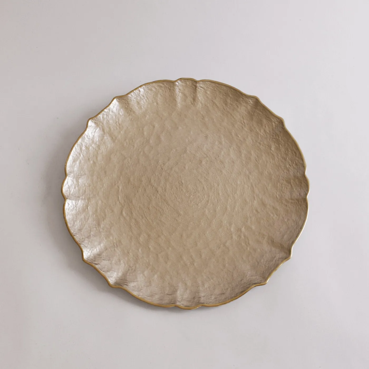 Discount GLASS Large Round Platter or Charger (Taupe and Gold) View All Glass|Glass