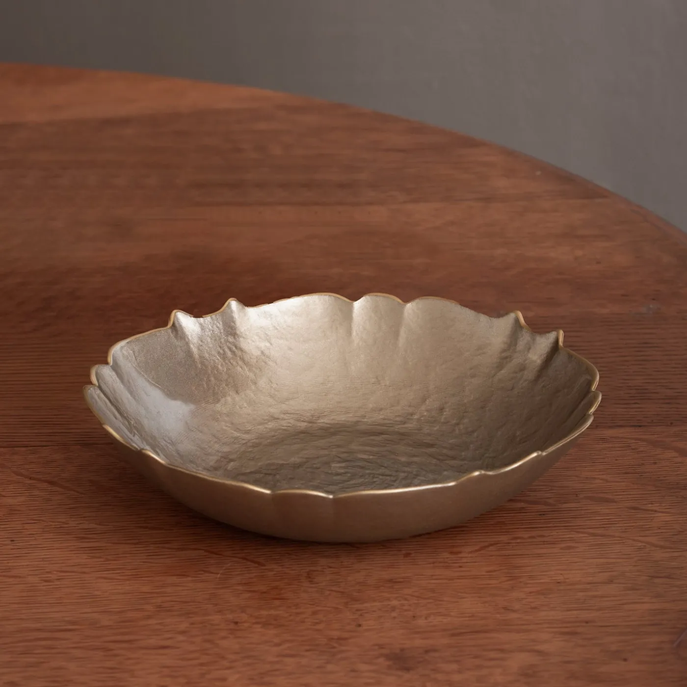 Clearance GLASS Medium Round Bowl (Taupe and Gold) View All Glass|Glass