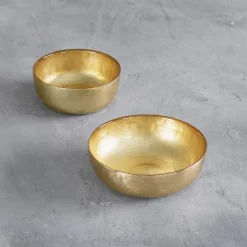 Hot GLASS New Orleans Shallow Round Foil Leafing Bowl Set of 2 (Gold) GLASS New Orleans|View All Glass