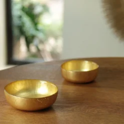 Hot GLASS New Orleans Shallow Round Foil Leafing Bowl Set of 2 (Gold) GLASS New Orleans|View All Glass