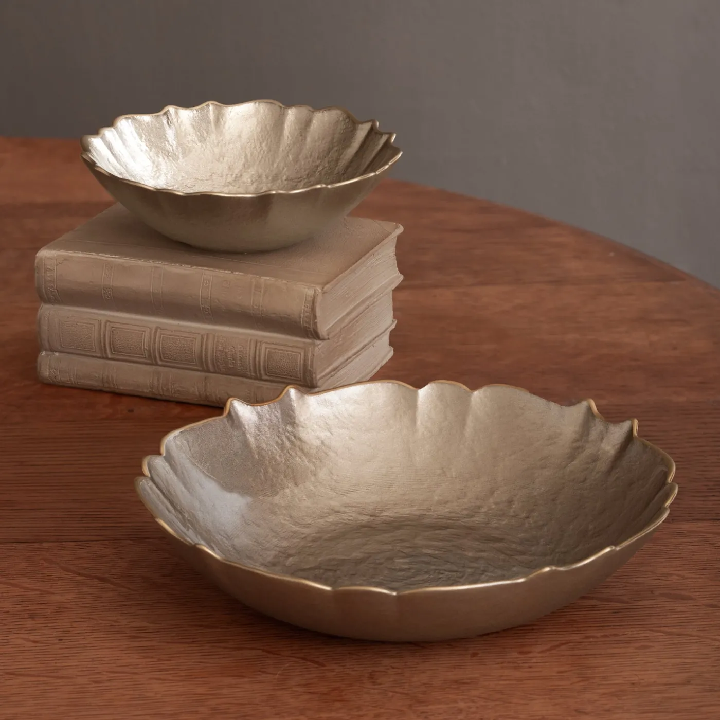 Discount GLASS Small Round Bowl (Taupe and Gold) View All Glass|Glass