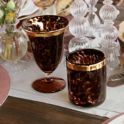 Clearance GLASS Tortoise and Gold Tumbler Set of 4 GLASS Tortoise|View All Glass