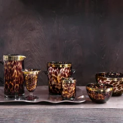 Clearance GLASS Tortoise and Gold Tumbler Set of 4 GLASS Tortoise|View All Glass