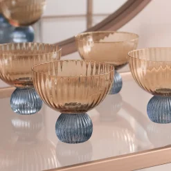 Hot GLASS Venice Coupe Set of 4 (Amber and Blue ) View All Glass|Glass