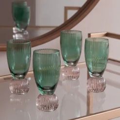 GLASS Venice Shot Glass Set of 4 (Green and Lavender) View All Glass|Glass