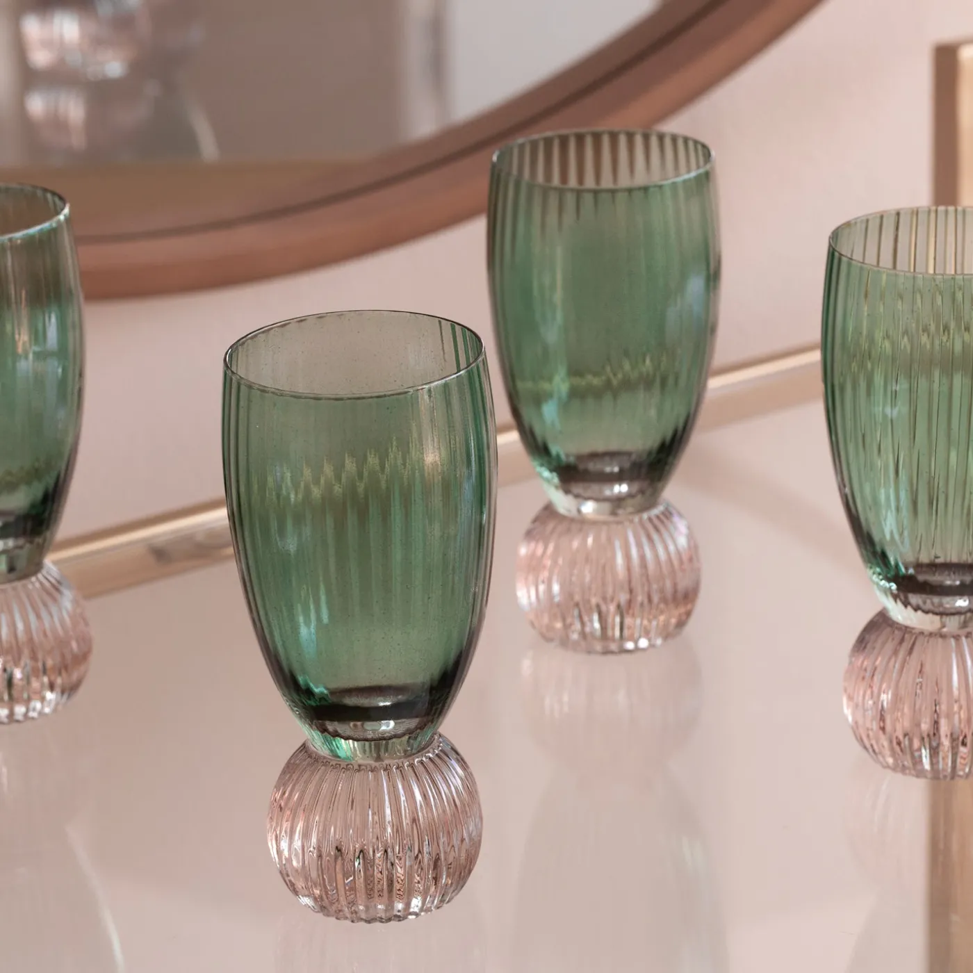 GLASS Venice Shot Glass Set of 4 (Green and Lavender) View All Glass|Glass