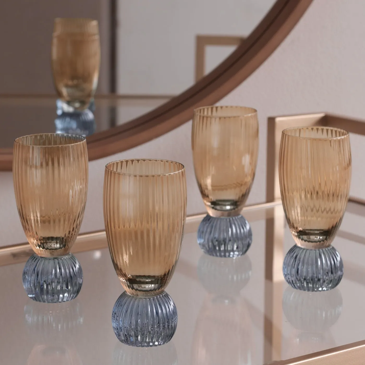 GLASS Venice Shot Glass Set of 4 (Amber and Blue ) View All Glass|Glass