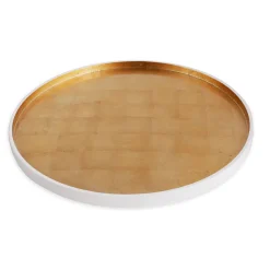 Discount INDOCHINE Round Lacquered Tray White and Gold Indochine|Trays