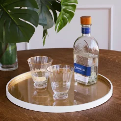 Discount INDOCHINE Round Lacquered Tray White and Gold Indochine|Trays