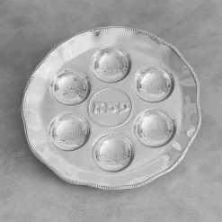 Outlet JUDAICA Seder Plate with Pearls Platters|Signature Aluminum Metal