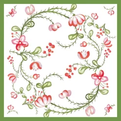 New LINEN Norelle Napkins 20 x 20 Set of 4 (Green and Red Floral) Gifts Under $50|Gifts Under $99